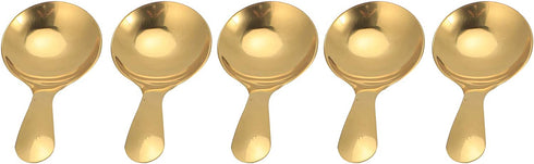5Pcs Ice Cream Scoop, Mini Stainless Steel Short Handle Spoon for Tea Coffee Dessert Sugar Condiment Kids Eating(Gold)