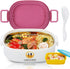 Bento Box for Kids & Adults, Leakproof Lunch Food Containers Salad Boxes, Includes Sauce Cup & Utensils, BPA-free, Microwave Safe - Perfect for Keeping items Cold, Fruit, Snack, 23oz Pink