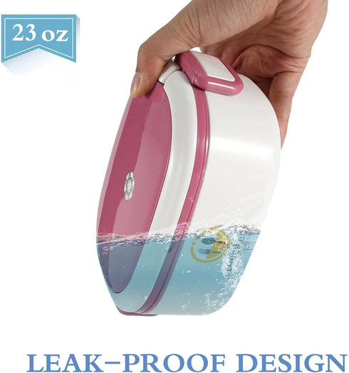 Bento Box for Kids & Adults, Leakproof Lunch Food Containers Salad Boxes, Includes Sauce Cup & Utensils, BPA-free, Microwave Safe - Perfect for Keeping items Cold, Fruit, Snack, 23oz Pink
