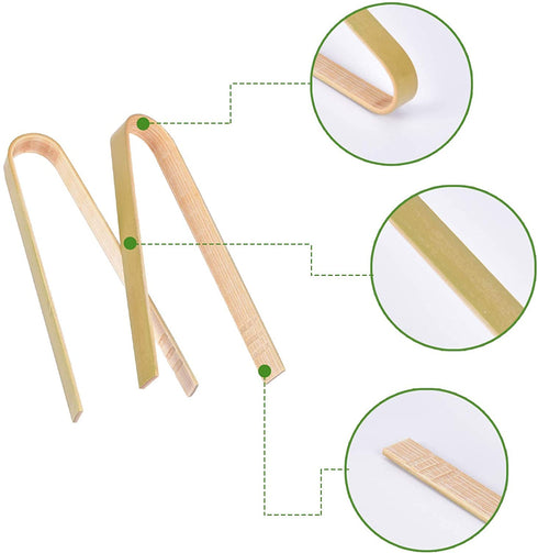 Mini Bamboo Disposable Tongs - wuyule 100PCS Disposable Tongs 4" Bamboo Tongs for Toaster Eco-Friendly For Catering, Buffet or Home Use¦