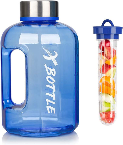 Half Gallon Water Bottle, 84oz Water Bottle BPA Free Dishwasher Safe Hydration with Motivational Time Mark Leak-Proof 2.5L Water Bottle for Camping Workouts