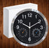 Fzy.bstim Non Ticking Silent Wall Clocks Battery Operated,10 Inch Quality Quartz Analog Wall Clock with Thermometer and Hygrometer,Decorative for Kitchen,Living Room,Bathroom,Office,Garage(Black)