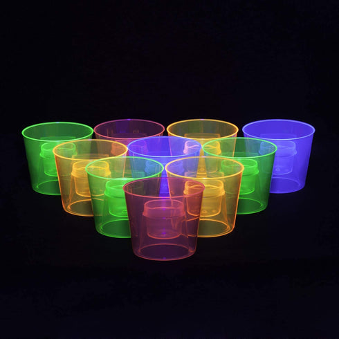 Party Essentials Hard Plastic 4-Ounce Bomber Cups, Assorted Neon, 12-Count
