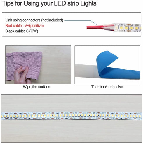 Tesfish 12V LED Strip Lights, 240 LEDs / M, Total 1200 LEDs Natural White 4000K 16.4 ft LED Light Strip 2835 IP20 LED Tape Lights Super Bright for Bedroom, Shelf Kitchen Decoration