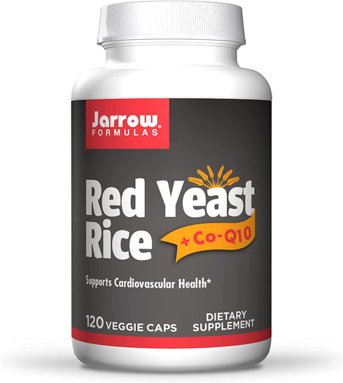 Jarrow Formulas Red Yeast Rice - Includes 100 mg Co-Q10 Per Serving - Heart, Cardiovascular Health, Dietary Supplement - 120 Veggie Caps - 60 Servings