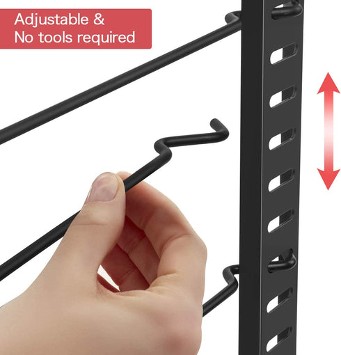 X-cosrack Upgrade Wrap Organizer Rack,Adjustable Wrap Box Organizer with 8 Wire Holders, Multifunctional Wrap Stand for Kitchen,Cabinets,Pantry,Black,Small(Patent Pending)