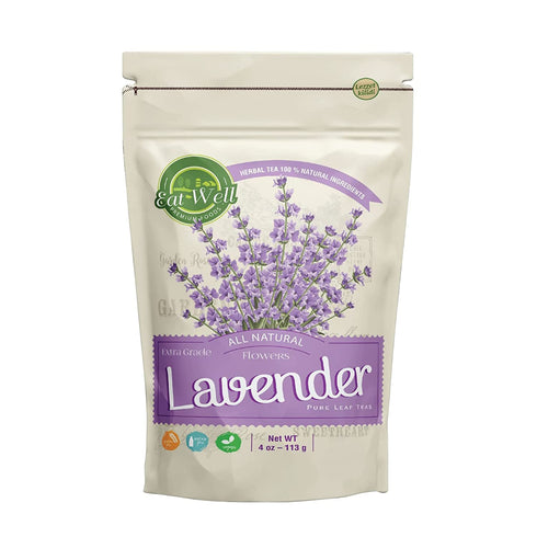 Eat Well Lavender Flowers - 4oz | Dried Lavender Petals | for Lavender Tea | Edible Culinary Lavender for Baking & Cooking | Versatile Ingredient for Soaps, Home Fragrance & Pot-pourris