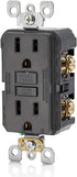 Leviton GFNT1-E Self-Test SmartlockPro Slim GFCI Non-Tamper-Resistant Receptacle with LED Indicator, Wallplate Included, 15-Amp, Black