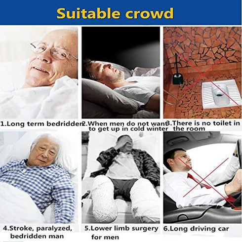 YUMSUM Men's 2000ML Portable Potty Pee Bottle Male Urinal Collector for Hospital Camping Car Travel Toilet Urinal,130 CM Tube (Blue)