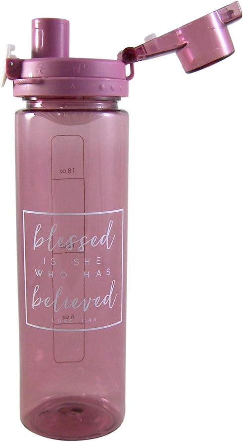 Religious Blessed Is She Who Has Believed Luke 1:45 Water Bottle, 24 Ounce
