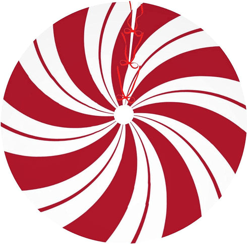 MOLIAN 48" Traditional Christmas Tree Skirt with Swirl Peppermint Candy Design Holiday Party Decoration