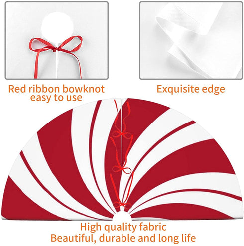 MOLIAN 48" Traditional Christmas Tree Skirt with Swirl Peppermint Candy Design Holiday Party Decoration
