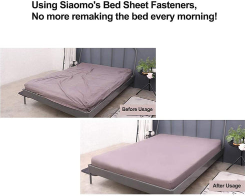 Siaomo Bed Sheet Fasteners Straps - 2 Way Adjustable Crisscross Sheet Corner Holder Straps Clips Gripper Elastic Sheet Band Suspenders Fasteners(2 Set/4Pcs, White)