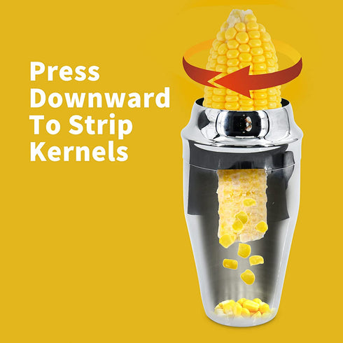 Newness Corn Stripper Peeler, Corn Cutter with Cup, 304 Stainless Steel Cob Corn Thresher Stripping Tool, Corn Cutter Off Cob Kernel Remover Slicer with Serrated Sharp Blade for Home & Kitchen