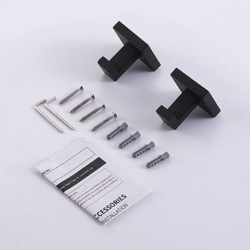 KES Towel Hook for Bathroom Coat Hook Wall Mounted Robe Hook SUS 304 Stainless Steel Matt Black 2 Pack, A22560-BK-P2
