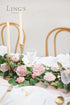 Ling's moment Handcrafted Artificial Blush Pink Rose Flower Garland 5ft Greenery Garland for Wedding Centerpieces Ceremony Sign Aisle Arch Backdrop Reception Table Decorations