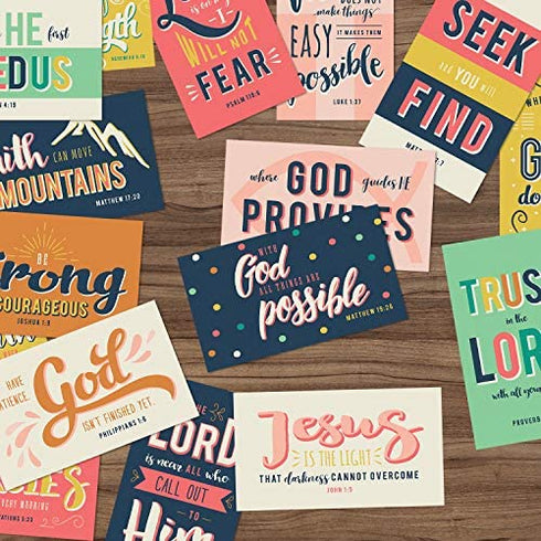 Religious Motivational Quote Cards / 2" x 3.5" Flat Business Card Size / 50 Positivity Cards / 25 Uplifting Christian Designs
