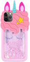 Jowhep Case for iPhone 12 Mini Silicone Carton 3D Design Cute Cover Fashion Funny Kawaii Shiny Protective Shell for iPhone 12 Mini 5.4" Animal Cool Fun Cases Girls Women Kids Pink Quicksand Unicorn