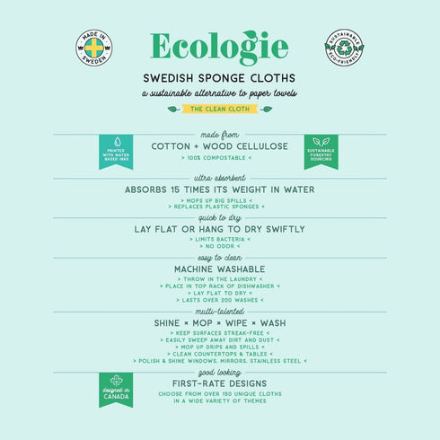 Ecologie Swedish Sponge Reusable Dishcloth, Black 2 Count