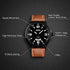 cofuo Mens Fashion Dress Analog Quartz Watch with Brown Leather Band Unique Big Face Number Retro Casual Wrist Watches Classic Business Waterproof Wristwatch Calendar Date Week - Black Brown