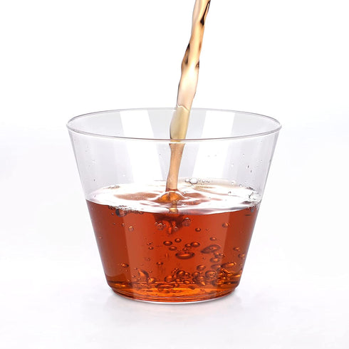 Clear Plastic Cups Clear Disposable Cups 9 Oz 100 Pack Plastic Cups Recyclable Wine Glasses for Parties Elegant Plastic Party Cups Wedding Decorations