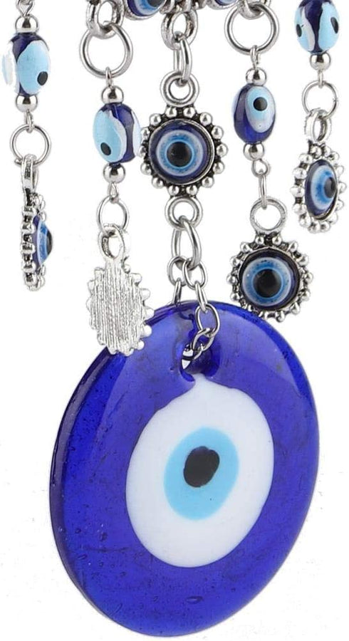Turkish Blue Evil Eye Beads Ornament Amulet Delicate Blue Glass Pendant Home Lucky Protection Wall Hanging Decor - C