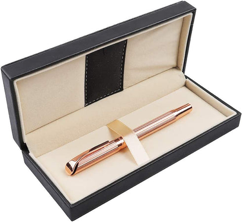 Pemmeed Rollerball Pen Liquid Ink Pens for Women Luxury Box Gel Pen Black Ink Fancy Pen Refillable for Executive Office,Professional,Birthday Nice Pens G5(Rose Gold)