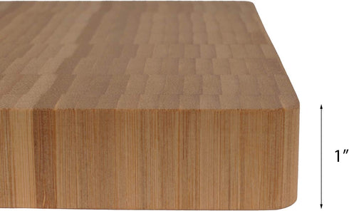 BambooMN Premium Bamboo End Grain Kitchen Cutting Board - 7" x 7" x 1" - 1 Piece