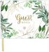 bloom daily planners Wedding Guest Book (120 Pages) Guest Sign-in Book Guest Registry Guestbook - White Cover with Gold Foil, Gilded Edges and Gold Page Marker Hardbound 7" x 9" (Eucalyptus)