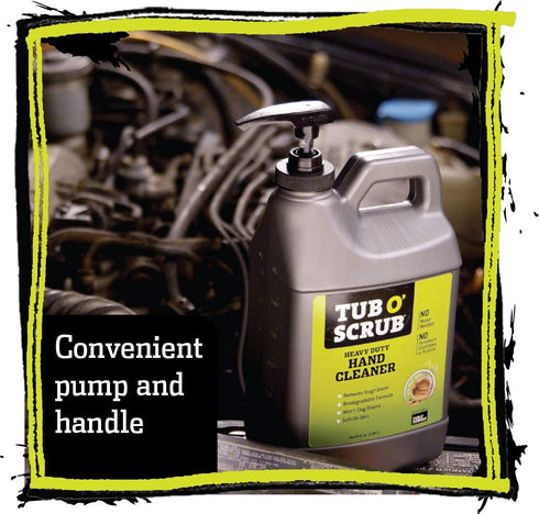 Tub O' Scrub TS64 Heavy Duty Pumice-Free Hand Cleaner, Removes Tough Grime & Dirt Without Water, Biodegradable, 64oz Pump Jug