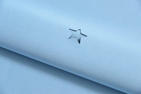 Yancorp Room Darkening Curtains for Nursery Girls Kids Bedroom Blue Star-Cutout and Sheer Curtains 63 inches Long Grommet Layered Window Curtain Panel(Blue-Star Cutout, W52 X L63)