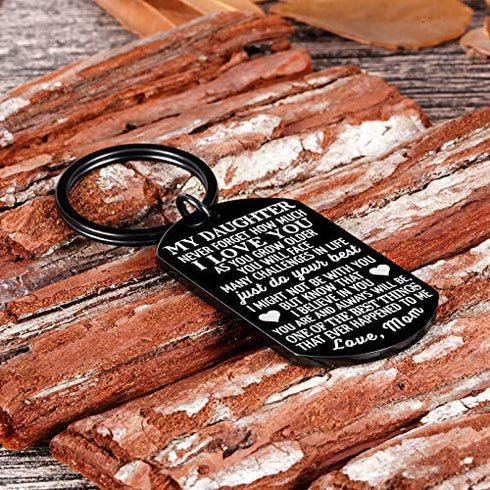to My Daughter Keychain Christmas Gifts for Daughter from Mom Dad Father Inspirational Stocking Stuffers for Her from Teen Adult Women Teenage Girls Kids Birthday Gradation Wedding Presents