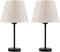 Table Lamp Set of 2, Modern Bedside Table Lamps, Nightstand Lamp Set with Fabric Lamp Shade and Black Metal Base for Bedroom Living Room Kids Room Girls Room Dressers Coffee Table Office College Dorm