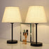 Table Lamp Set of 2, Modern Bedside Table Lamps, Nightstand Lamp Set with Fabric Lamp Shade and Black Metal Base for Bedroom Living Room Kids Room Girls Room Dressers Coffee Table Office College Dorm