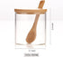 2 Sets 300ML/10Oz Clear Glass Jar with Bamboo Lid and Wooden Spoon, Cute Sugar Bowl Bath Salt Storage Canister Seasoning Container Condiment Pot with Scoop for Spice, Pepper for Kitchen, Countertop