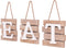 Eat Signs Wood Wall Art Wall Decor Plaque with Hanging Rope 3 Pieces Decorative Rustic Farmhouse Country for Kitchen Dining Living Home Decoration (White)