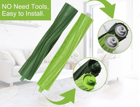 Replacement Parts accessories Compatible for iRobot Roomba i3 i3+ i4 i6 i6+ i7 i7+ i8 i8+/Plus E5 E6 E7 I,E &J Series Vacuum Cleaner,1 Set Multi-Surface Rubber Brushes 4 HEPA Filters & 4 Side Brushes
