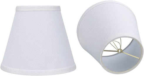 ALUCSET Double White Small Lamp Shade Clip On Bulb Set of 2 for Candelabra Bulbs, Barrel Fabric Lampshade for Table Chandelier Wall Lamp 4x7x6 Inch, 2Pcs Pack (White)