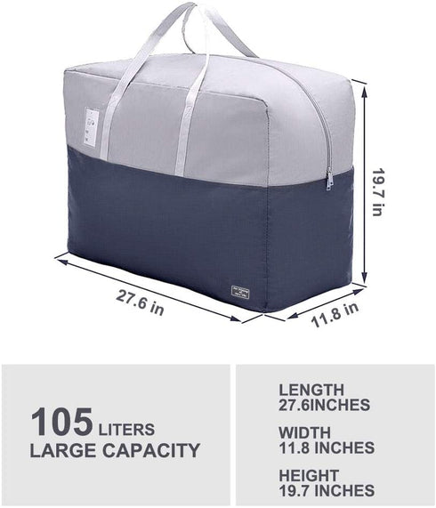 105L Bedding Storage Bags, Large Capacity Storage Bag for Clothing, Clothes, 2PCS Down Comforter Storage Bags, Oxford Cloth Moving Bag with Zippers