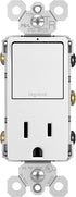Legrand radiant 15 Amp Combination Switches, Rocker Wall Light Switch, White, Combination 3-Way Switch + Outlet, RCD38TRWCC6