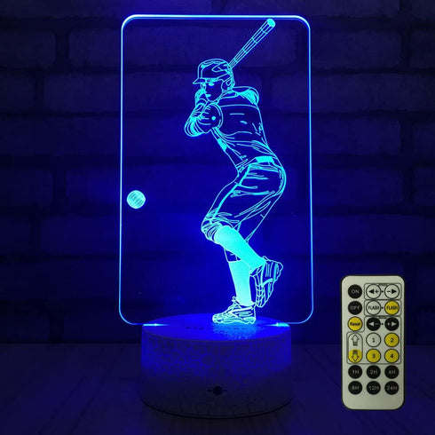 FlyonSea Baseball Light,Baseball Gifts Bedside Lamp 7 Colors Change + Remote Control with Timer Kids Night Light Optical Illusion Lamps for Boys Gift Ideas for Boys or Kids