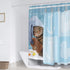 Riyidecor Funny Bathing Cat Shower Curtain 72Wx72H Kids Cute Cartoon Animal Kitten Yellow Rubber Duck Head 12 Pack Plastic Fabric Hooks Wrapped Bath Towel Blue Decor Fabric Polyester