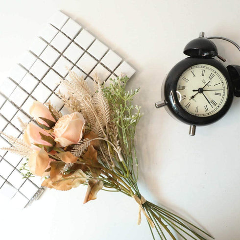 Artificial Dried Flowers Fake Silk Rose Flower Arrangements 2 Packs of Plastic Wheat Ears Bouquet Decor Home Decoration Centerpieces (Champagne)