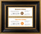 Space Art Deco, 8.5x11 for Business License Frame, Black Over Gold Double Mat with Two 4x9 Business License Openings, Easel Stand, Sawtooth Hanger (Black/Ornate Gold Design)