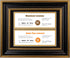 Space Art Deco, 8.5x11 for Business License Frame, Black Over Gold Double Mat with Two 4x9 Business License Openings, Easel Stand, Sawtooth Hanger (Black/Ornate Gold Design)