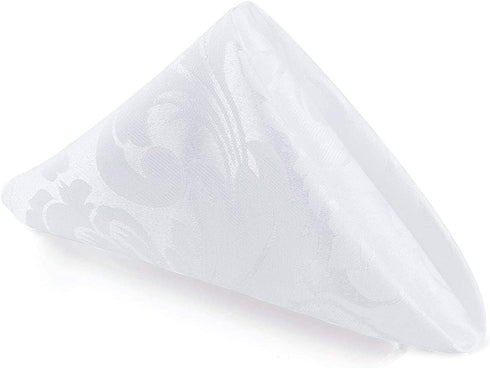 ColorBird Washable Cloth Napkins Set of 4, Scroll Damask Jacquard Dinner Napkins Cloth Bulk, 17 x 17 Inch Water Resistant Spillproof Cotton Ivory Napkins Cloth for Brunch Weddings Parties Banquets