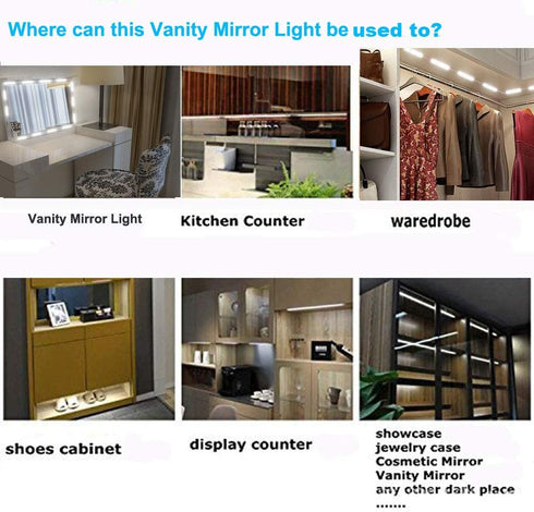 LPHUMEX Led Vanity Mirror Lights, Hollywood Style Vanity Make Up Light, 10ft Ultra Bright White LED, Dimmable Touch Control Lights Strip, for Makeup Vanity Table & Bathroom Mirror, Mirror Not Included