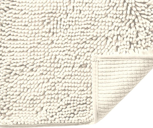 Microfiber Bath Rugs Chenille Floor Mat Ultra Soft Washable Bathroom Dry Fast Water Absorbent Bedroom Area Rugs Indoor Mats for Entryway, Cream 17 inches by 24 inches