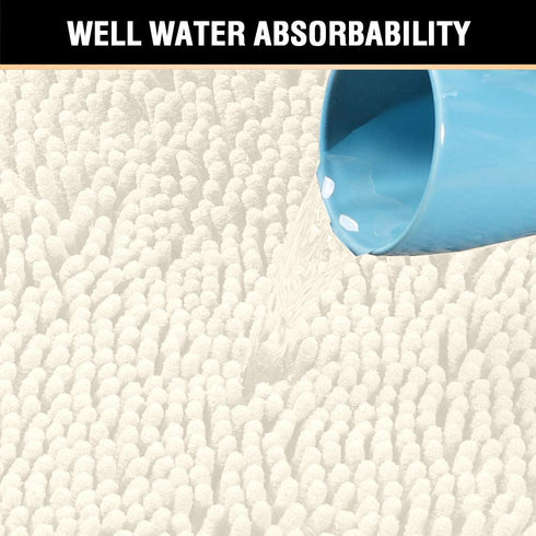 Microfiber Bath Rugs Chenille Floor Mat Ultra Soft Washable Bathroom Dry Fast Water Absorbent Bedroom Area Rugs Indoor Mats for Entryway, Cream 17 inches by 24 inches