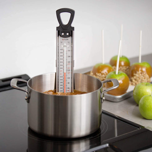 Taylor Precision Products Stainless Steel Candy Deep Fry Food Cooking Kitchen Thermometer, 12 Inches